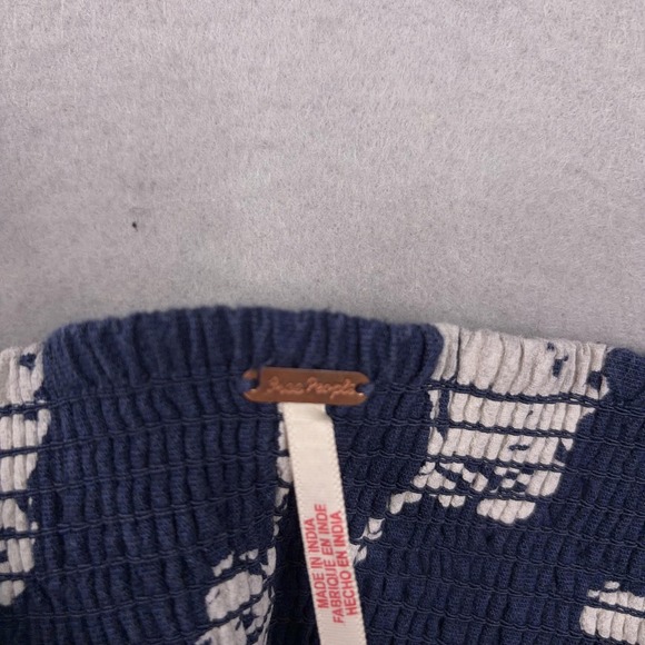 Free People Susie Printed Top Womens Large Blue Floral Wrap Cami Smocked Peplum - Picture 6 of 15